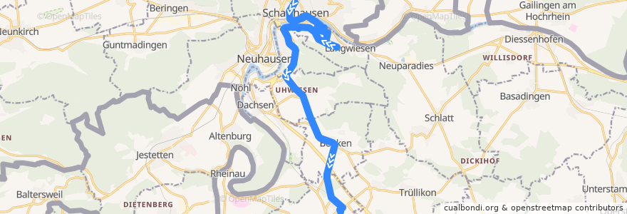 Mapa del recorrido Bus 630: Schaffhausen, Bahnhof => Marthalen, Bahnhof de la línea  en 스위스.