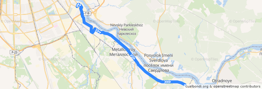 Mapa del recorrido Автобус № 189: улица Грибакиных => Сапёрный de la línea  en 상트페테르부르크.