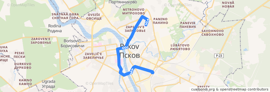 Mapa del recorrido Автобус №5 de la línea  en Pskow.