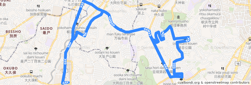 Mapa del recorrido 京急バス　上7　岡村･泉谷循環 de la línea  en Йокогама.
