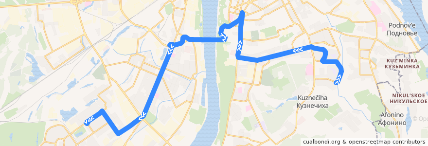 Mapa del recorrido Автобус 81: микрорайон Кузнечиха-2 => улица Дружаева de la línea  en ニジニ・ノヴゴロド管区.
