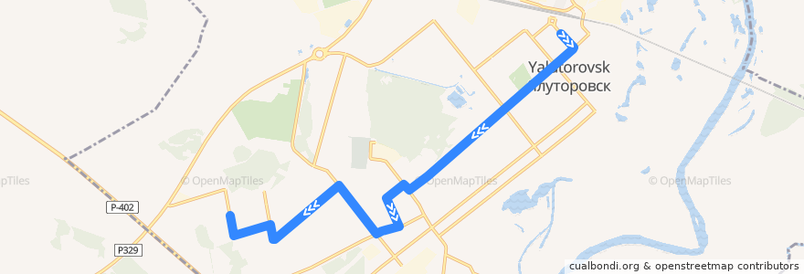 Mapa del recorrido Автобус №8Б:  Вокзал - м/р Западный de la línea  en городской округ Ялуторовск.