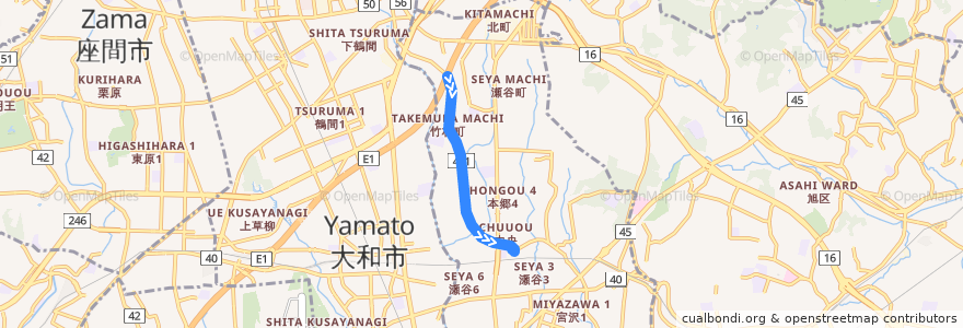 Mapa del recorrido 瀬谷01系統 de la línea  en Seya Ward.