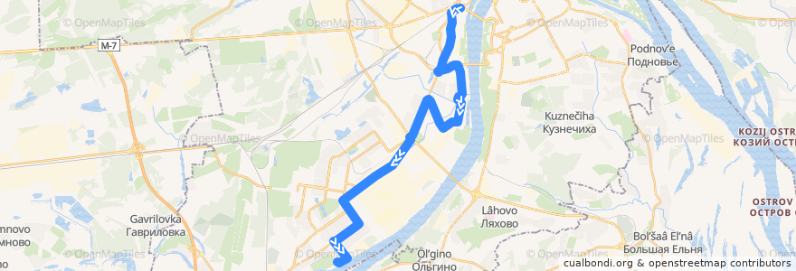 Mapa del recorrido Маршрутное такси 13: Московский вокзал => микрорайон «Юг» de la línea  en ニジニ・ノヴゴロド管区.