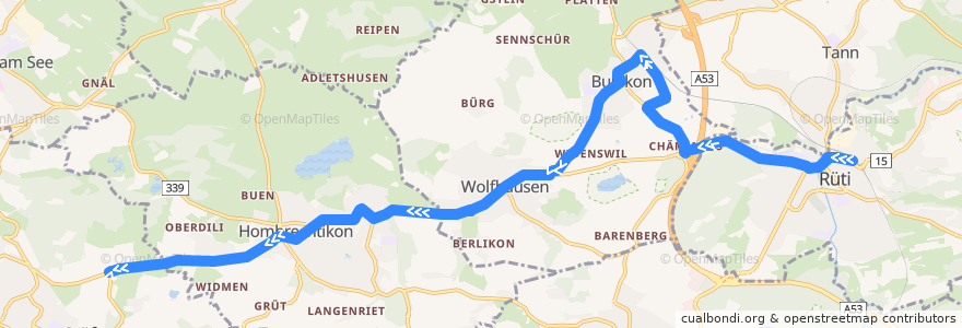 Mapa del recorrido Bus 880: Rüti ZH, Bahnhof => Stäfa, Frohberg de la línea  en Zürih.