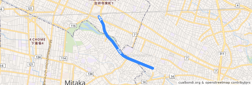 Mapa del recorrido 京王電鉄井の頭線 de la línea  en 東京都.