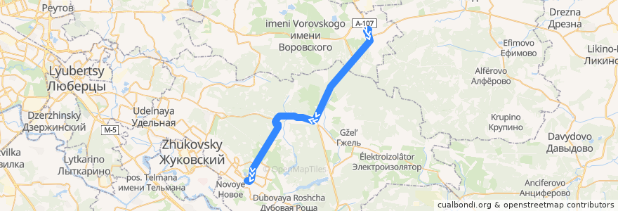 Mapa del recorrido Автобус 53: Станция Фрязево - Раменское - de la línea  en Óblast de Moscú.