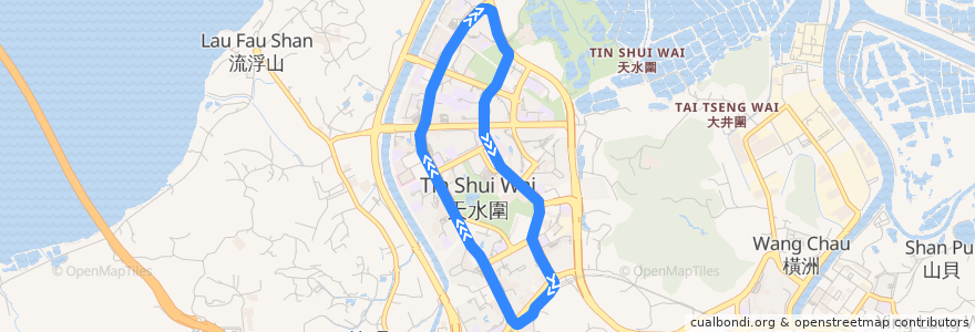 Mapa del recorrido Light Rail 706 輕鐵706綫 (天水圍循環綫 Tin Shui Wai Circular) de la línea  en 윈롱구.