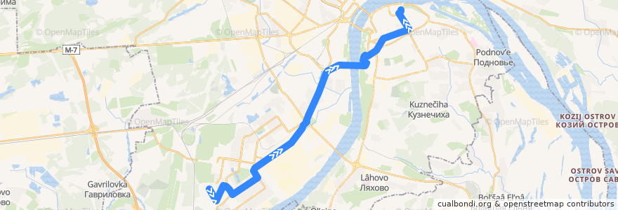 Mapa del recorrido Маршрутное такси 69: Космическая улица = > площадь Минина и Пожарского de la línea  en городской округ Нижний Новгород.