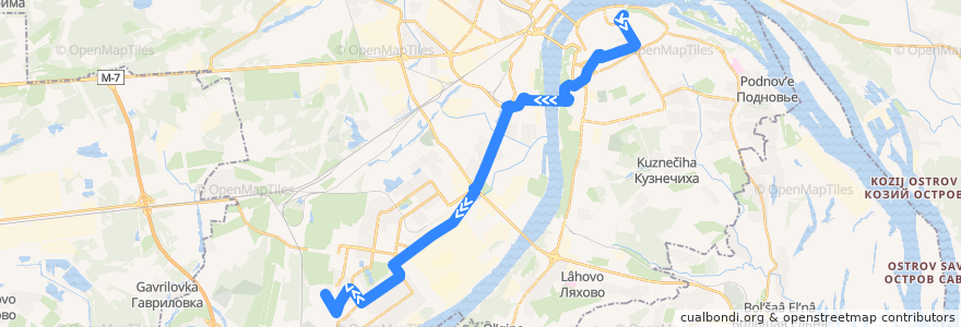 Mapa del recorrido Маршрутное такси 69: площадь Минина и Пожарского => Космическая улица de la línea  en городской округ Нижний Новгород.