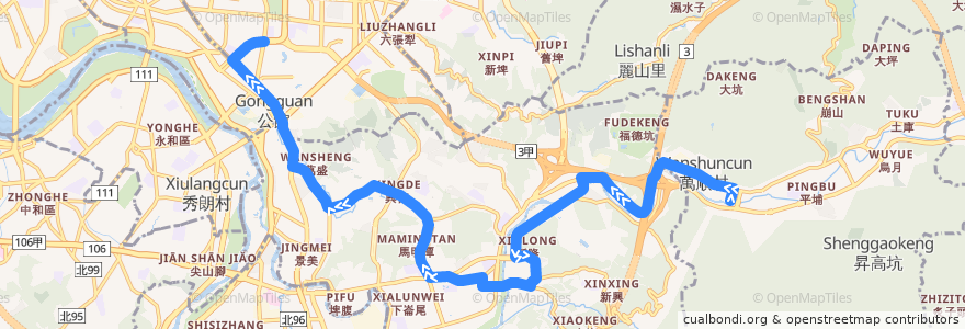 Mapa del recorrido 臺北市 236區間車 去程 (往公館) de la línea  en Taipeh.
