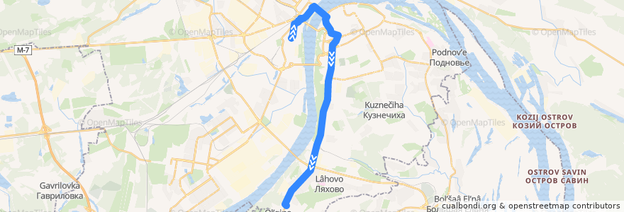 Mapa del recorrido Автобус 43: улица Долгополова => Автостанция «Щербинки» de la línea  en ニジニ・ノヴゴロド管区.