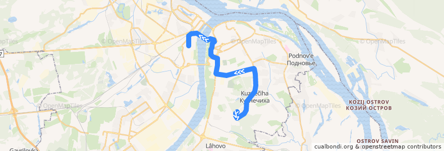 Mapa del recorrido Автобус 80: микрорайон «Цветы» => улица Долгополова de la línea  en городской округ Нижний Новгород.