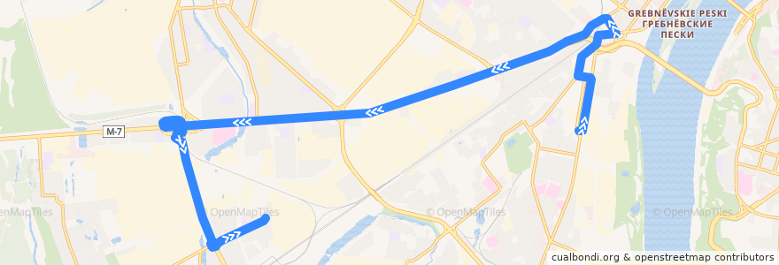 Mapa del recorrido Автобус 17: улица Долгополова => посёлок Березовский de la línea  en Nizhny Novgorod.