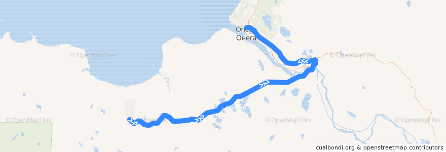 Mapa del recorrido Малошуйка — Онега de la línea  en オネガ地区.