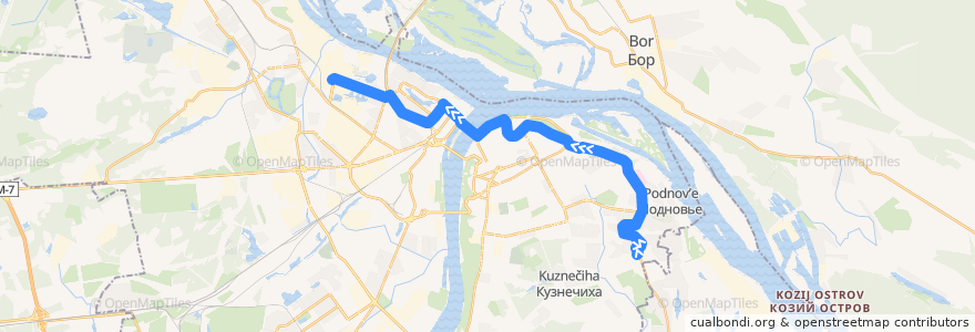Mapa del recorrido Автобус 52: микрорайон Верхние Печёры => микрорайон Бурнаковский de la línea  en городской округ Нижний Новгород.