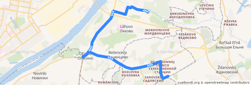 Mapa del recorrido Автобус 53: Черепичный посёлок => Берёзовый Клин de la línea  en Oblast de Nijni Novgorod.