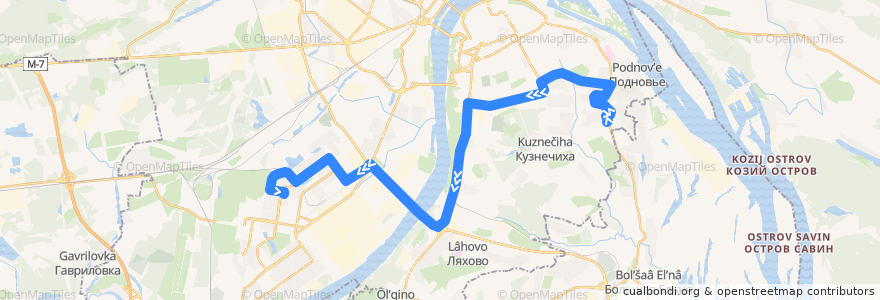 Mapa del recorrido Автобус 85: микрорайон Верхние Печёры => Соцгород-2 de la línea  en ニジニ・ノヴゴロド管区.