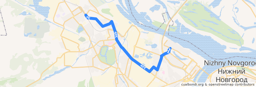Mapa del recorrido Троллейбус 5: микрорайон Мещерское озеро => микрорайон Комсомольский de la línea  en городской округ Нижний Новгород.