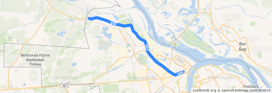 Mapa del recorrido Троллейбус 8: Московский вокзал => Дубравная улица de la línea  en городской округ Нижний Новгород.