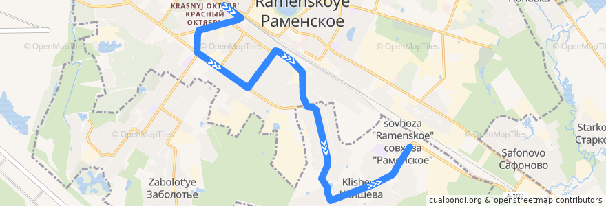 Mapa del recorrido Автобус 2: Платформа Фабричная - Совхоз de la línea  en Ramensky District.