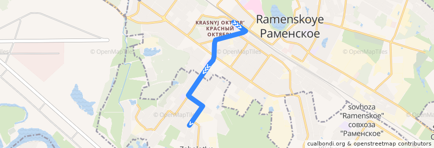 Mapa del recorrido Автобус №49: Платформа Фабричная - Заболотье de la línea  en Rajon Ramenskoje.