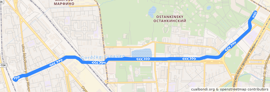 Mapa del recorrido Московский монорельс de la línea  en North-Eastern Administrative Okrug.