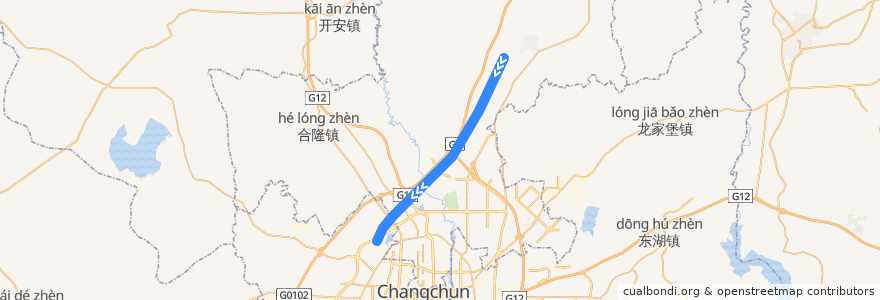 Mapa del recorrido Beijing–Harbin High-Speed Railway 京哈客运专线 de la línea  en 长春市.