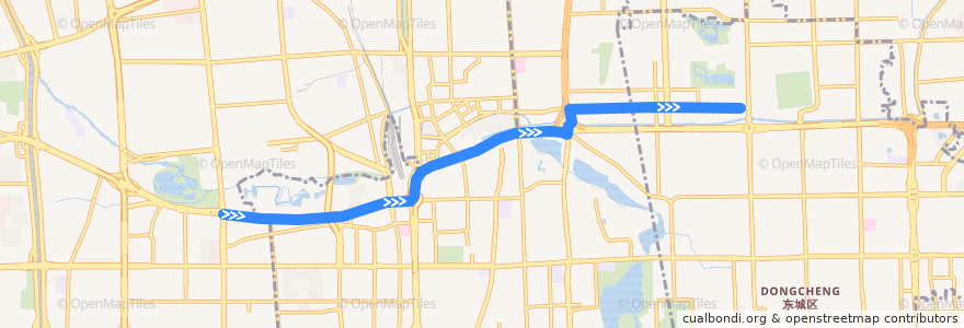 Mapa del recorrido Bus 27: 五路 => 安定门外 de la línea  en پکن.