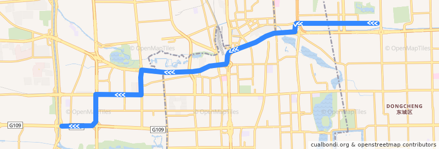 Mapa del recorrido Bus 27: 安定门外 => 五路 de la línea  en Pekín.