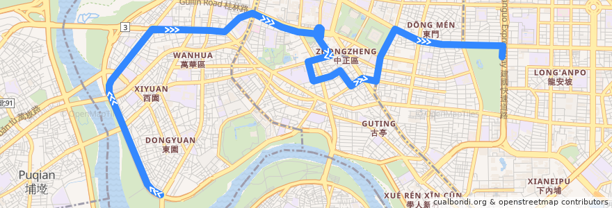 Mapa del recorrido 臺北市 38 環南市場-大安森林公園 (往程) de la línea  en 臺北市.