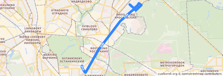 Mapa del recorrido Автобус 244: ВДНХ (южная) => Федоскинская улица de la línea  en 东北行政区.
