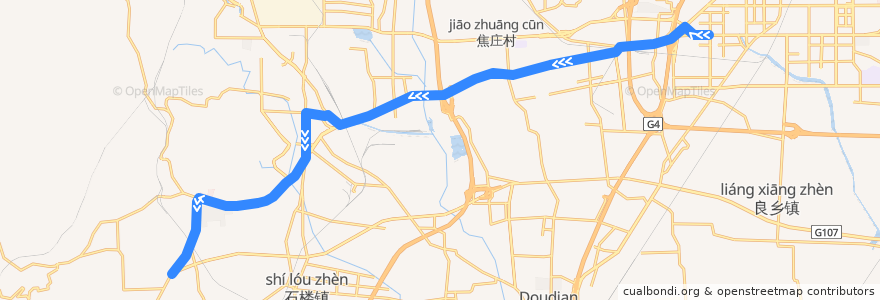 Mapa del recorrido Bus 917: 地铁苏庄站 => 东湖港 de la línea  en Pequim.