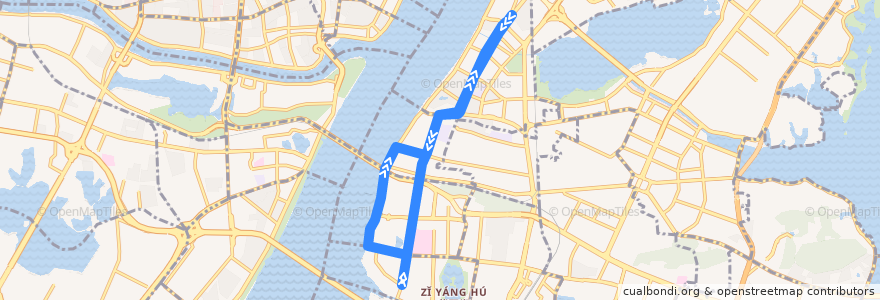 Mapa del recorrido 11路 de la línea  en District de Wuchang.