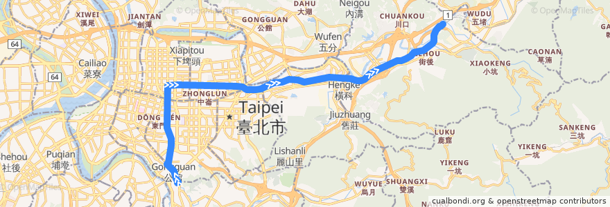 Mapa del recorrido 臺北市 668 汐止-公館 (返程) de la línea  en 신베이 시.