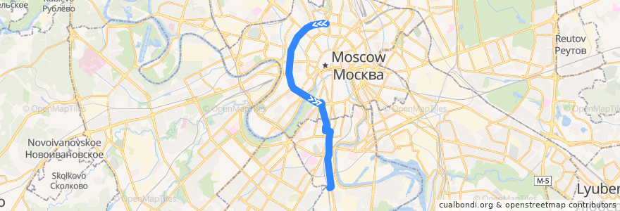 Mapa del recorrido Автобус т10: Самотёчная площадь => Метро «Нагатинская» de la línea  en 莫斯科.