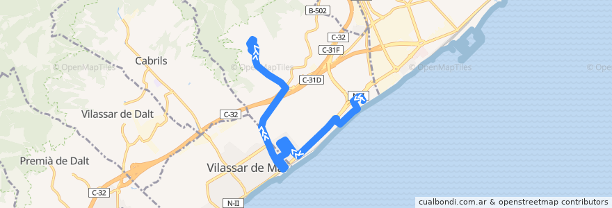 Mapa del recorrido C16 Centre Comercial Cabrera- Cabrera de la línea  en ماريسمي.