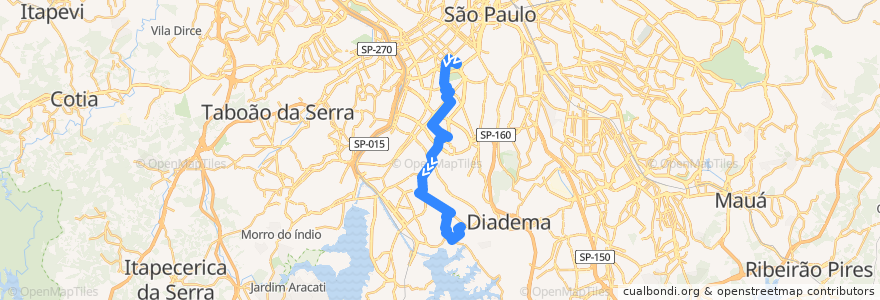 Mapa del recorrido 509J-10 Jardim Selma de la línea  en ساو باولو.