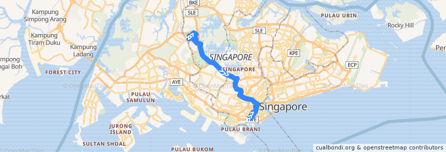 Mapa del recorrido Svc 971E (Blk 602 => Prudential Tower) de la línea  en シンガポール.