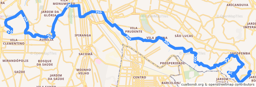 Mapa del recorrido 476G-10 Jardim Elba de la línea  en San Pablo.