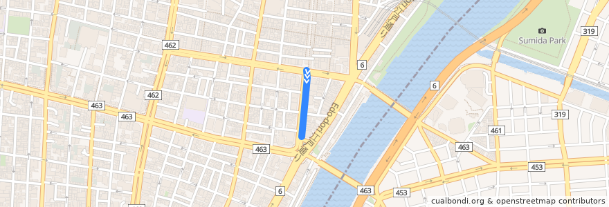 Mapa del recorrido 草64 浅草雷門南→王子駅前→池袋駅東口 de la línea  en 東京都.