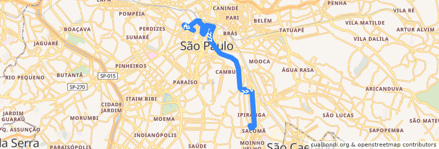 Mapa del recorrido 5102-10 Term. Sacomã de la línea  en サンパウロ.