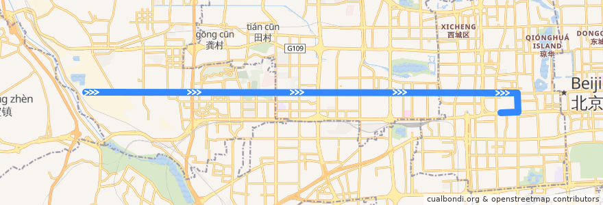 Mapa del recorrido Bus 337: 石景山 => 长椿街路口东 de la línea  en 베이징시.