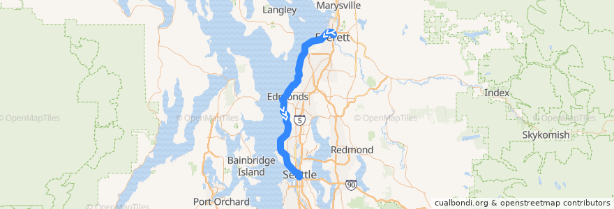 Mapa del recorrido Sound Transit Sounder North: Everett => Seattle de la línea  en واشنطن.
