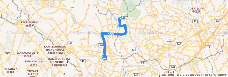 Mapa del recorrido 成瀬03系統 de la línea  en 일본.
