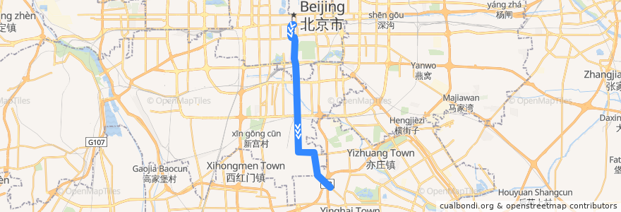 Mapa del recorrido Bus BRT1: 前门 => 德茂庄 de la línea  en پکن.