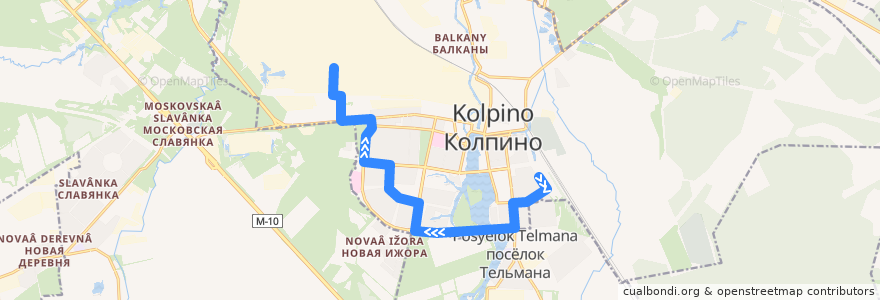 Mapa del recorrido Автобус № 364: Октябрьская улица, 65 => Комбинат стройматериалов de la línea  en Ленинградская область.