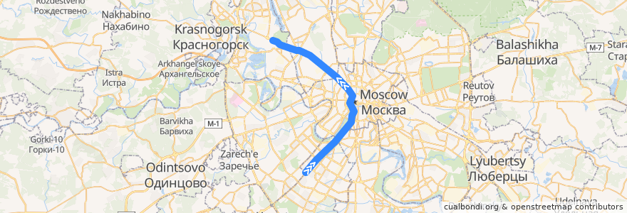 Mapa del recorrido Автобус м1: Улица Кравченко => Больница МПС de la línea  en 莫斯科.