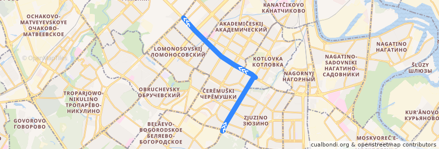 Mapa del recorrido Троллейбус 49: Балаклавский проспект - Метро "Университет" de la línea  en 西南行政区.