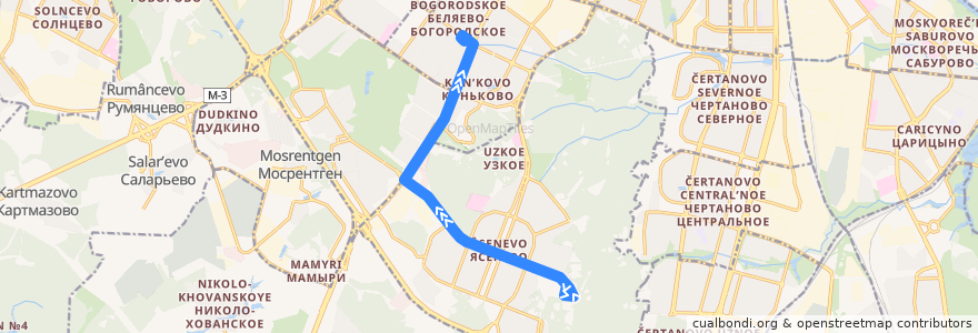 Mapa del recorrido Троллейбус №81: станция метро "Новоясеневская" - станция метро "Беляево" de la línea  en Юго-Западный административный округ.